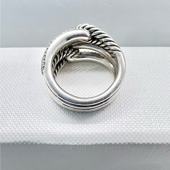 David Yurman Sterling Silver Double Loop Labyrinth Diamond Ring - Picture 4 of 15